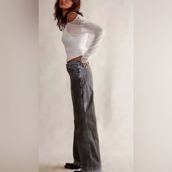 Free People We The Free Tinsley Baggy High Rise Straight Leg Jeans NWT Sz 26S - Picture 4 of 8